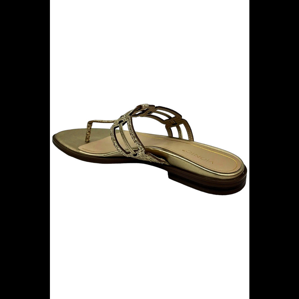 Vionic Women’s Gold Metallic Rhinestone T-strap Sandals - Picture 3 of 3